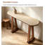 Table d'appoint décorative contemporaine en matériaux mixtes avec plateau en travertin pour l'entrée de la maison-133349154-133349156-133349157