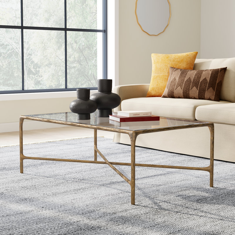 Evelynn Single Coffee Table, Brass, Clear