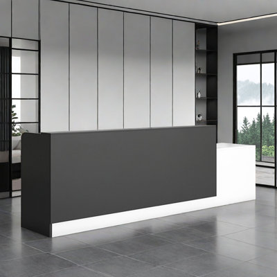 Bureau de réception, bureau d'ordinateur rectangulaire avec tiroir verrouillable, bureau de réception pour deux personnes