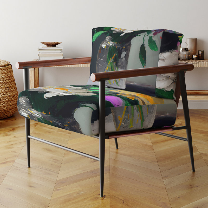Fauteuil rembourré Brieaddy - Floral, Noir, noir, noir, noir