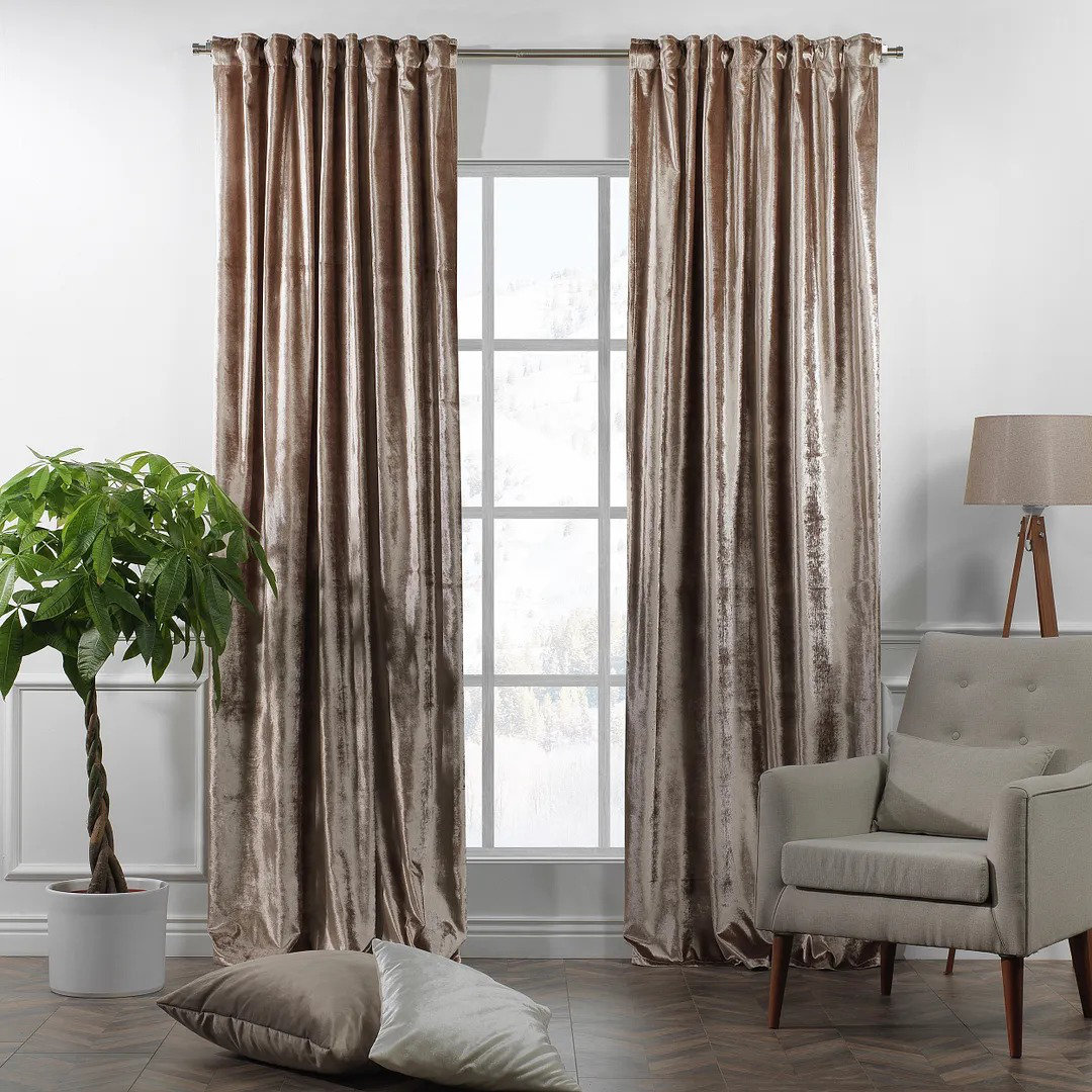Eurofirany Soft Plain Opaque Velvet Curtain with Eyelets - 1 Unit, Thick  Fluffy Panel Drape Classic Glamour Elegant Living Room Bedroom, W55'' x  L98.4'', 140x25…