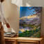 Toile, "Tranquil Spring Scene Doting A Majestic Snow Capped Mountain", art mural sur fond entouré de cerises délicates-1265890146
