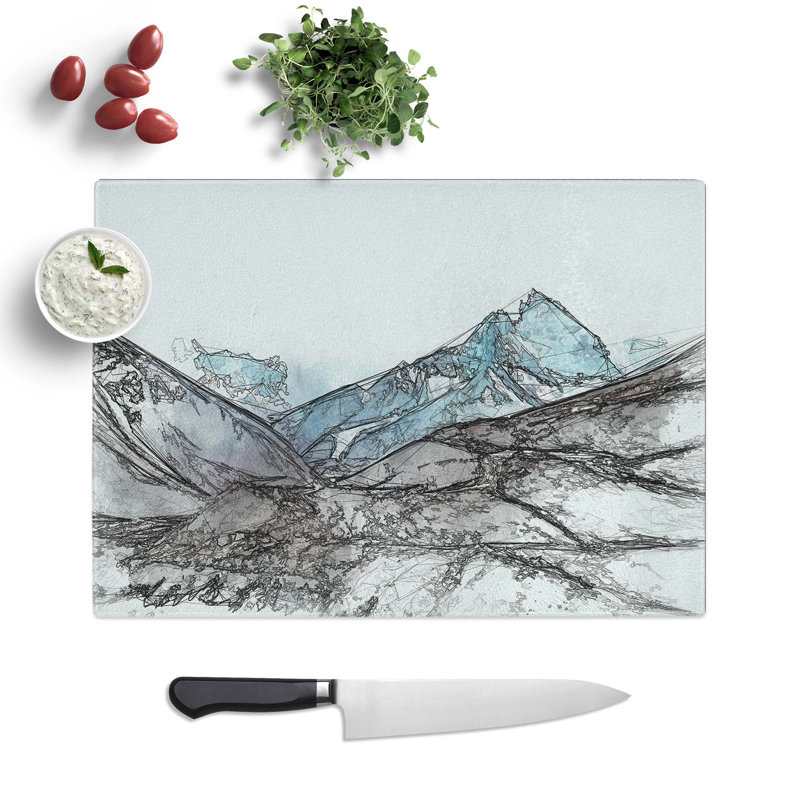 Glass Mount Everest in The Himalayas in Abstract Chopping Board, 28.5 cm W x 20 cm L