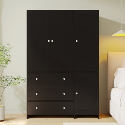 70.9'' H 3-Drawer Wood Armoire with Mirror