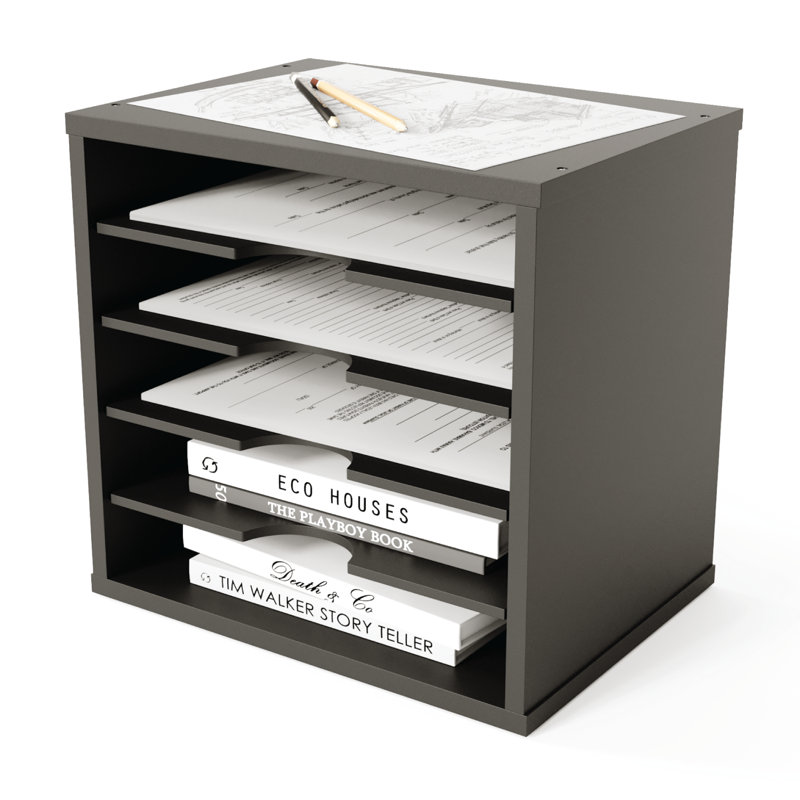Logan Stackable 5-Tier Paper, Mail and File Organizer, Black