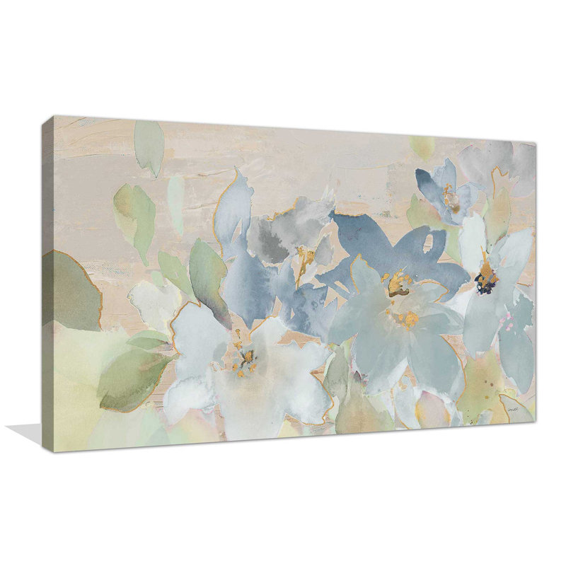 «Mute Spring Giverny» par Lanie Loreth - Peinture, Toile tendue, H 28 po x l 48 po x P 1,5 po