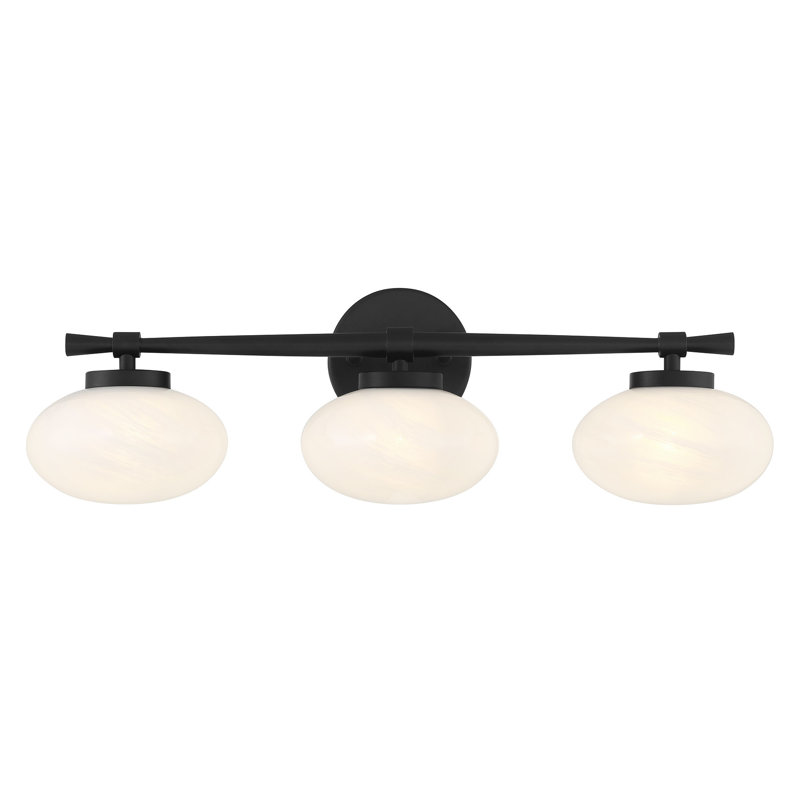 Barrow Bathroom Vanity Light, Matte Black, 3 Lights, 8" H x 25" W x 6.63" D