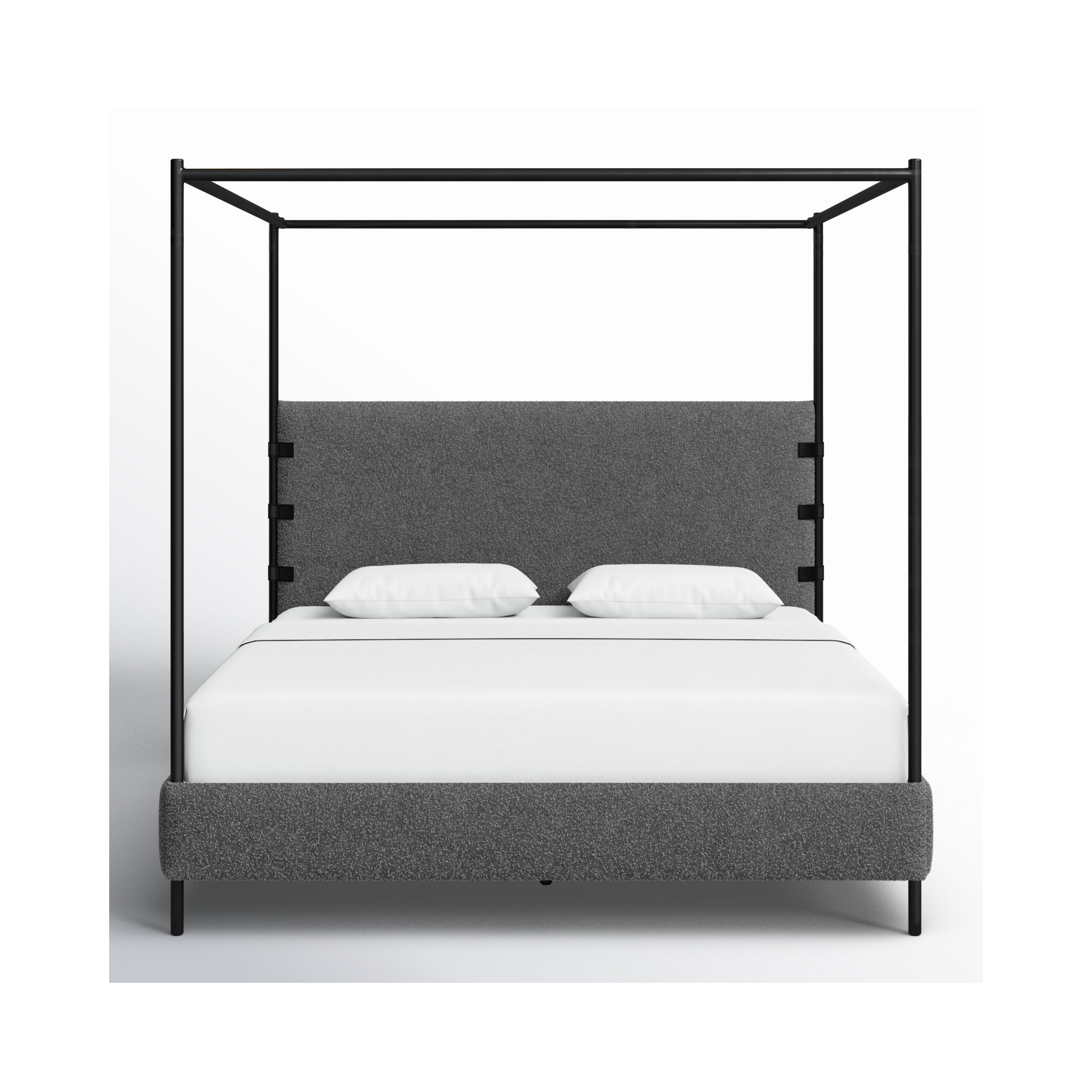 Malo Upholstered Metal Canopy Bed, Knoll Charcoal, King