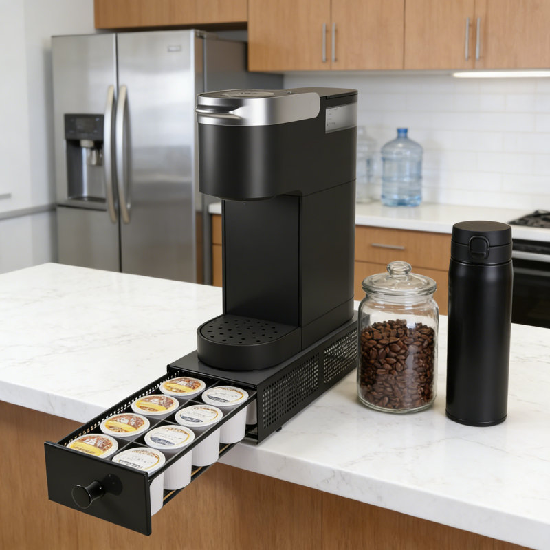 Tiroir de rangement K Cup pour les cafetières Keurig, plateau de support pour 12 dosettes en fer durable, support de comptoir peu encombrant compatible avec les séries Keurig Classic et Plus
