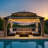 SUNJOY Kingston 16x12 ft Extra Tall Steel Hardtop Gazebo, Cedar Wood Posts with Curtain & Netting-131279225
