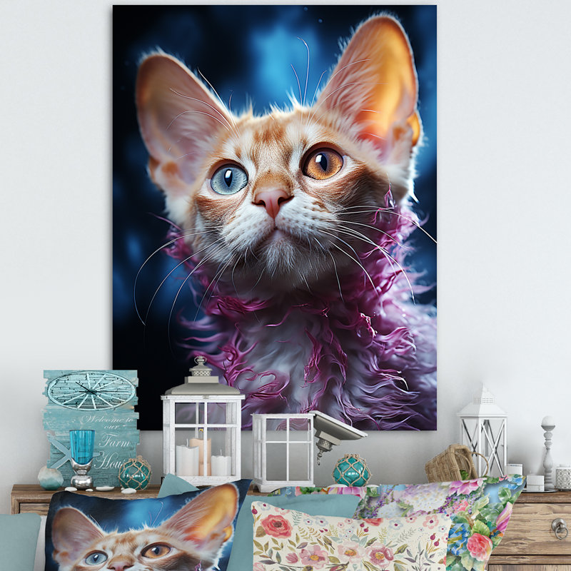 Devon Rex Dream Cat I - chat, art mural, salon, H 32 po x l 24 po x P 1 po, Toile tendue