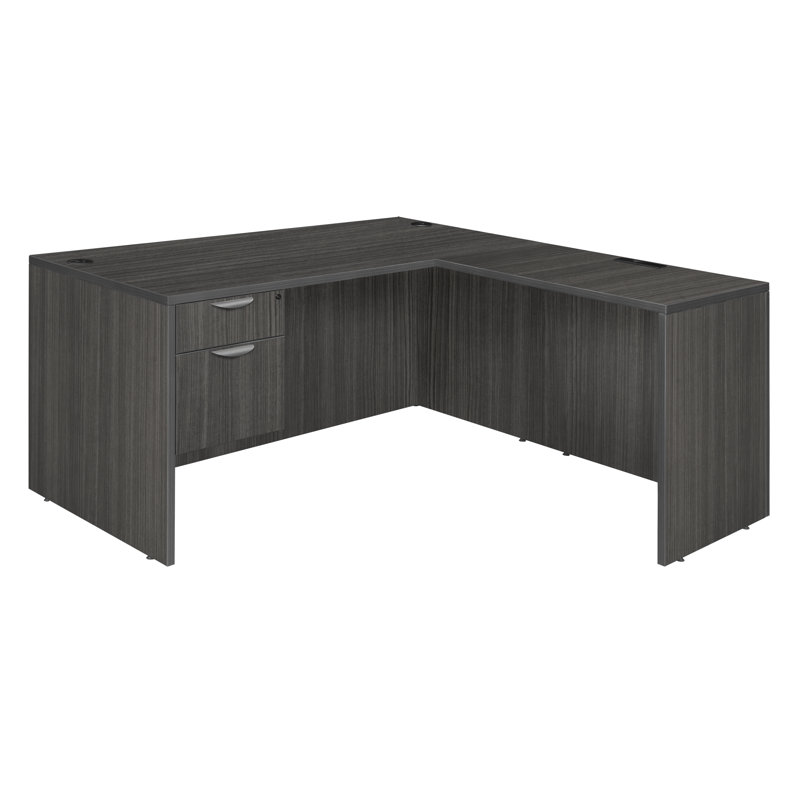 Regency Legacy L Desk with Single Pedestal Drawer Unit, 29" H x 71" W x 59" D, Ash Grey