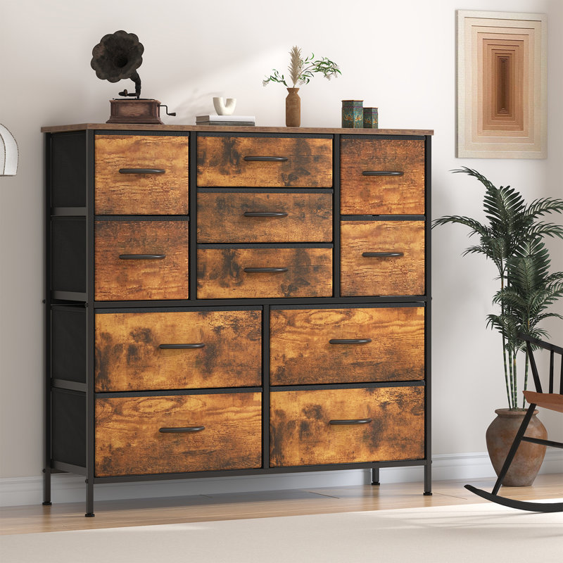 100 cm W Chest of 11 Drawers, Oak Brown