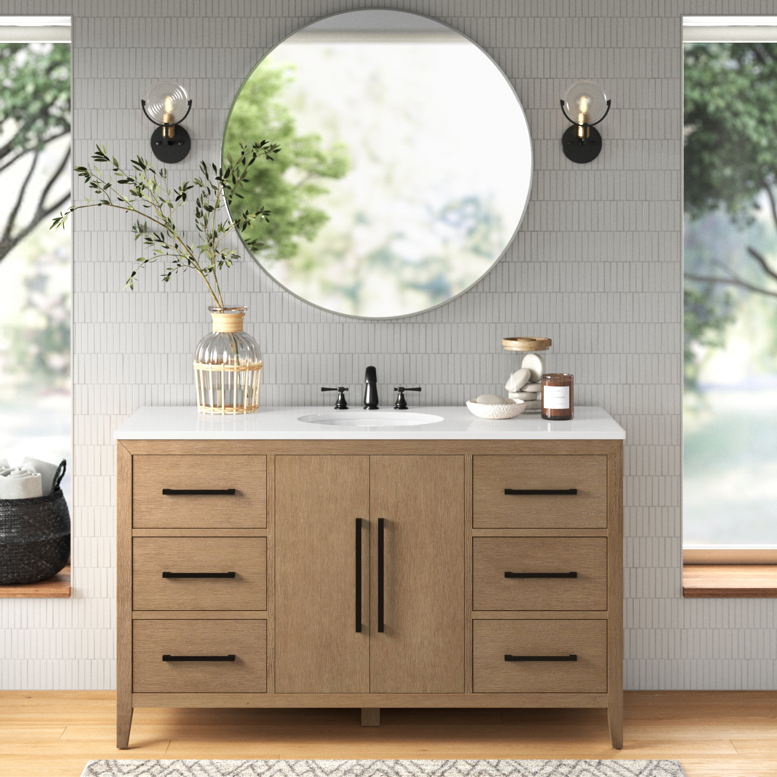 Highbury Furnishings Alsup 54 Single Bathroom Vanity with Quartz Top &  Reviews | Wayfair