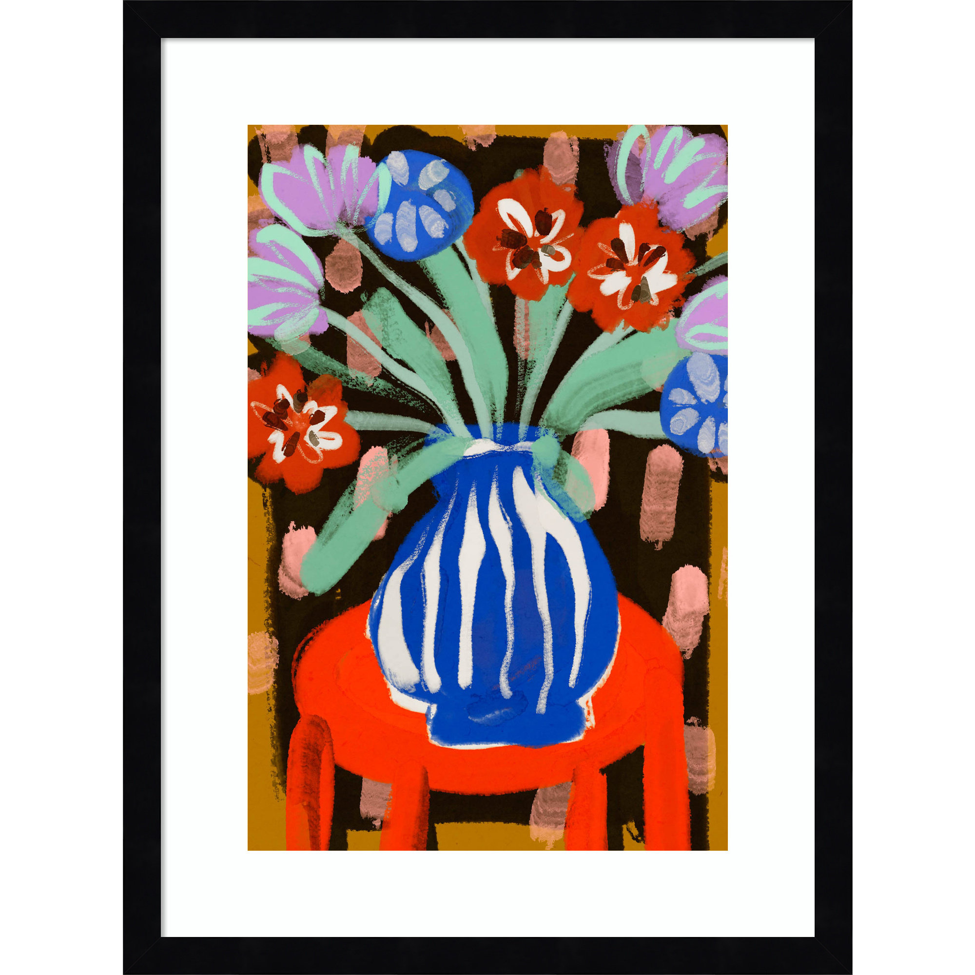 Floral Still Life No 2 by Treechild Wood Framed Wall Art Print, Black, 21" H x 16" W