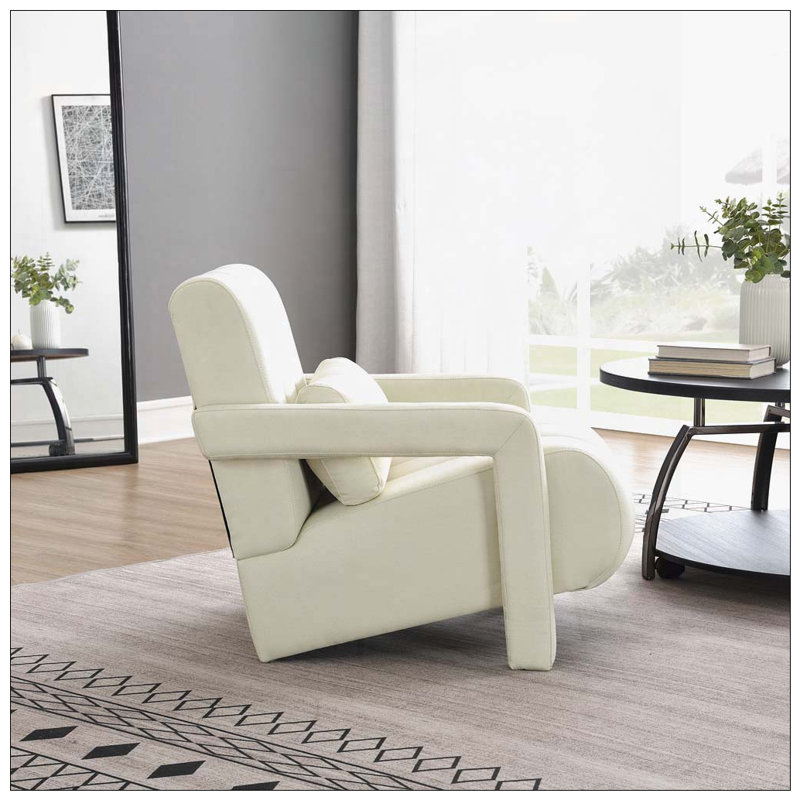 Chaise d'appoint rembourrée en tissu de lin, Blanc
