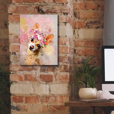«Flower Crown Chihuahua 2» par Furbaby Affiliates, art mural sur toile