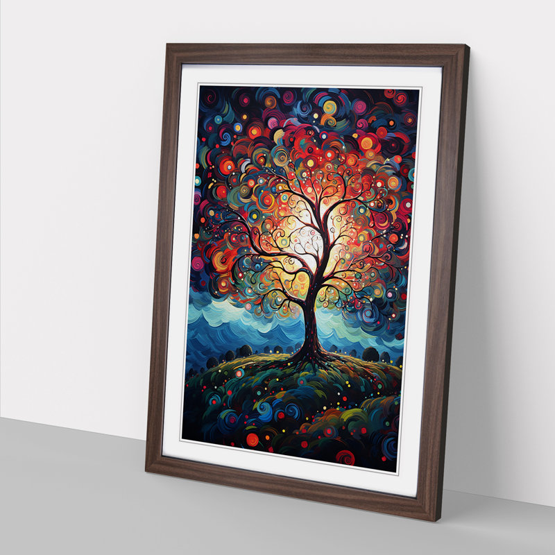 Apple Tree Expressionism Art - Framed Print, Walnut Framed, 34cm H x 25cm W