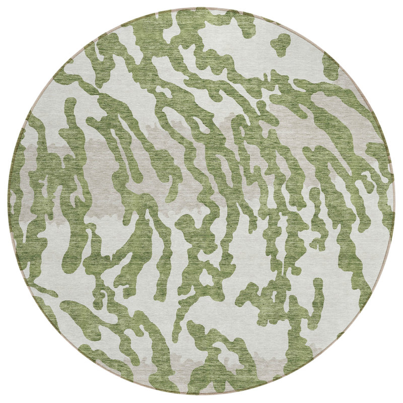  Malek Indoor/Outdoor Area Rug with Non-Slip Backing, Round 8'