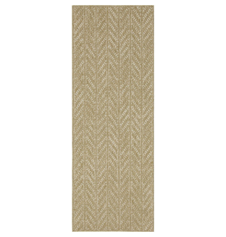 Tapis intérieur / extérieur en jute / blanc Escarcega Herringbone, 2 pi 7 po x 7 pi 3 po