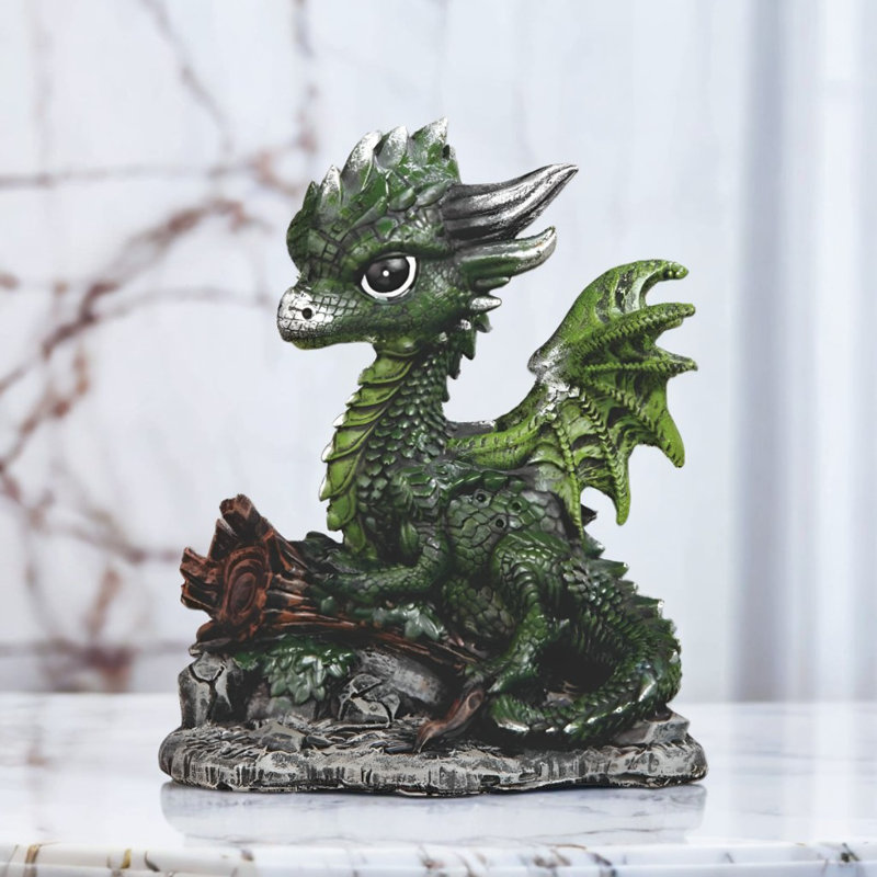 4.25"H Dragon Sitting on Trunk Figurine
