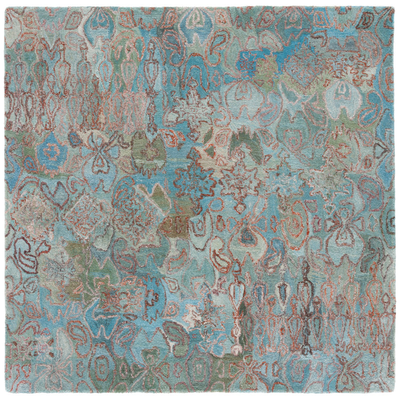 Sidea Tufted Performance Southwestern Rug, Square 6'