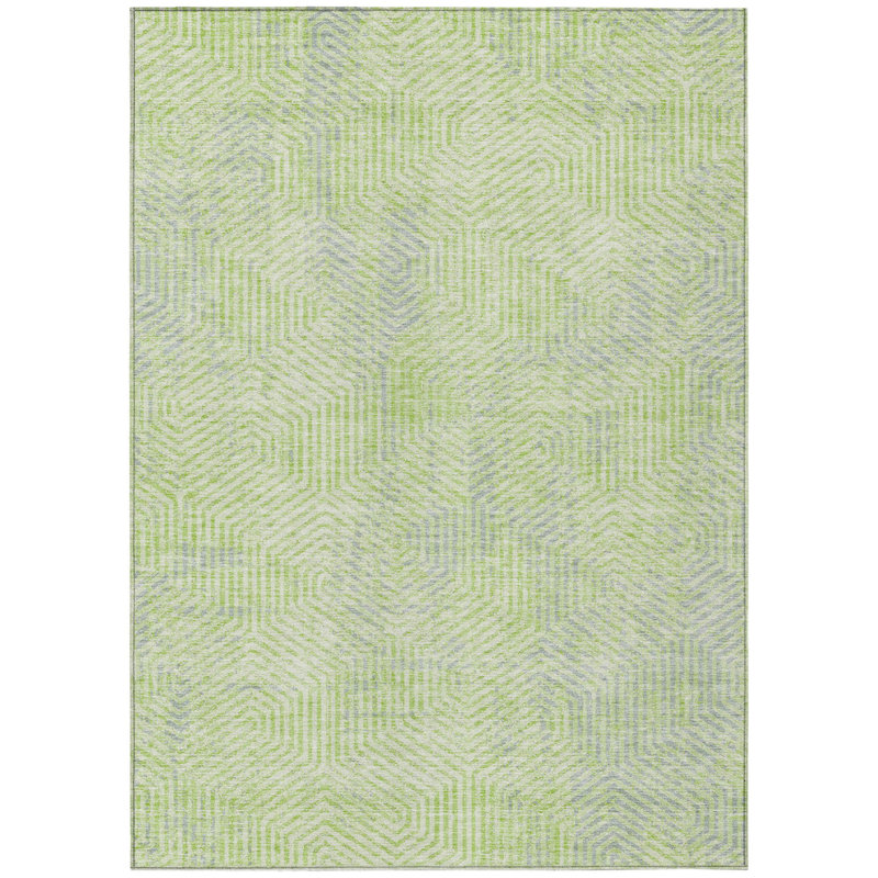 Tapis extérieur lavable géométrique 8 pi x 10 pi vert lime et ivoire