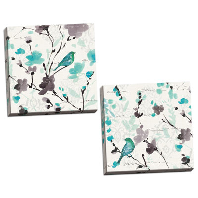 «Beautiful Teal and Grey» par Pela, ensemble de 2 reproductions sur toile