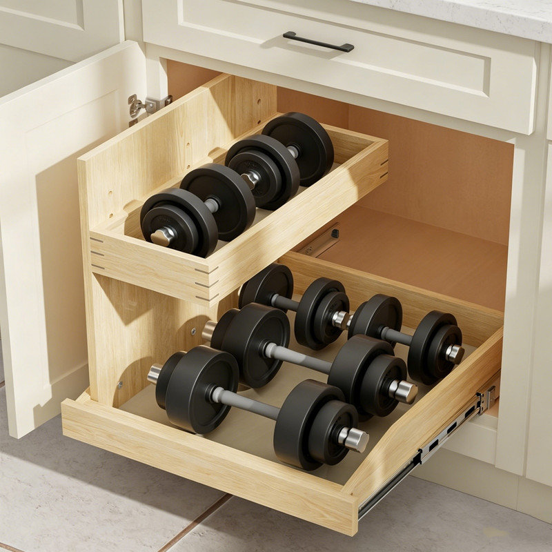 Rangement sous évier, organisateur coulissant à 2 niveaux avec fermeture amortie, support en U réglable pour salle de bain/cuisine (montage à gauche).