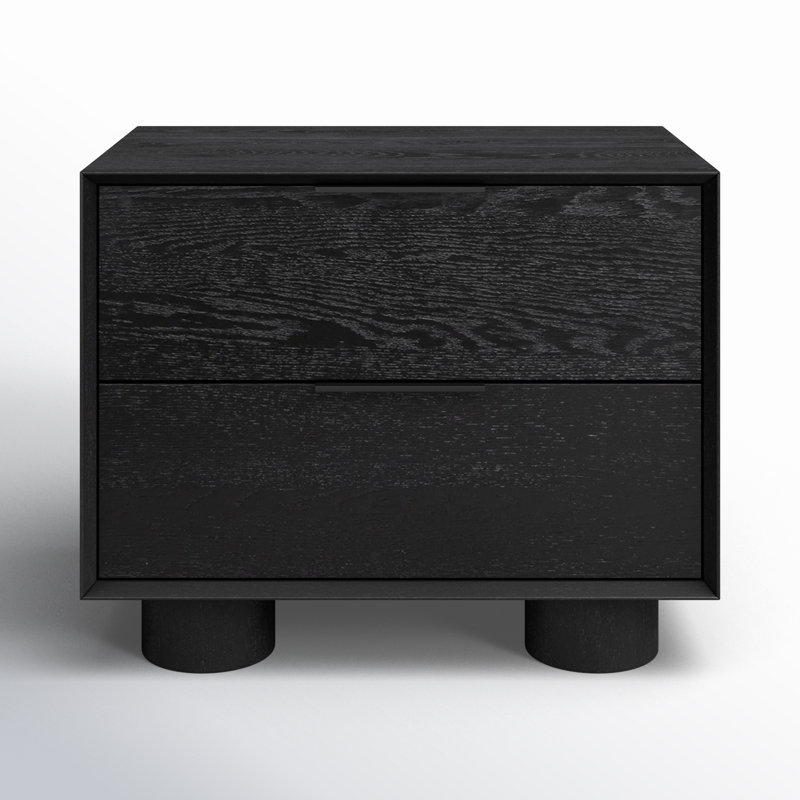Addyson Wood 2 Drawer Nightstand, Black