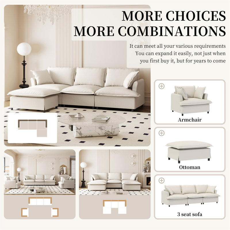 Canapé modulaire Chenille, Beige