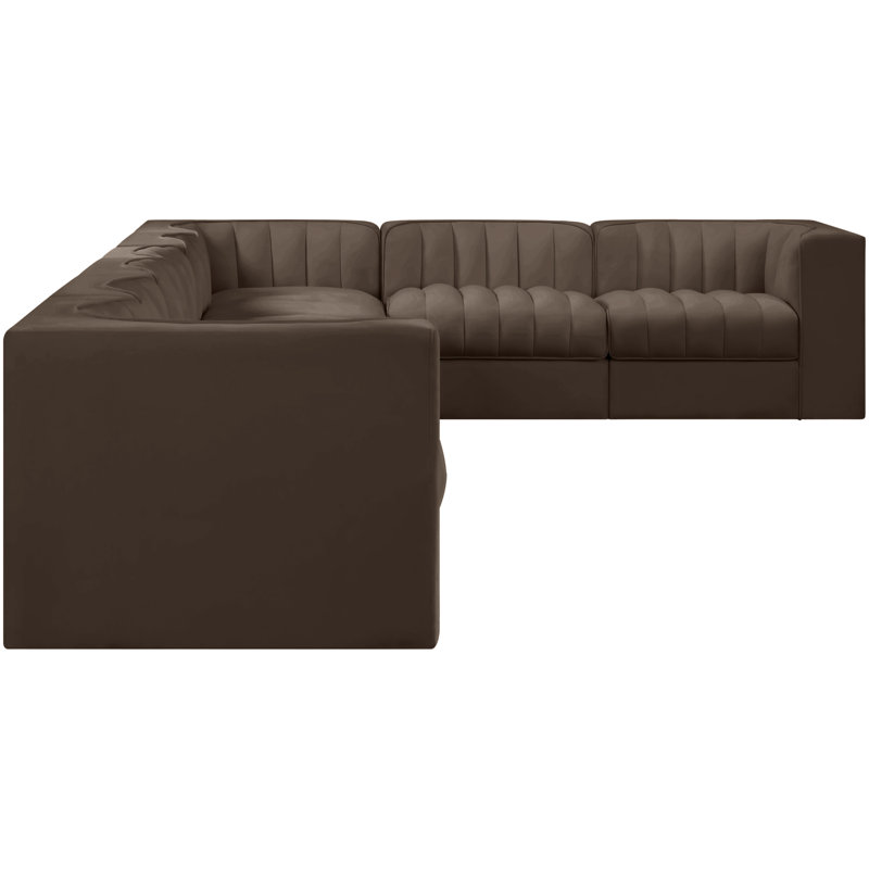 Tissu 8 pièces Demars Velvet Performance Canapé modulaire modulaire, Velours brun, L 184 po x P 97 po