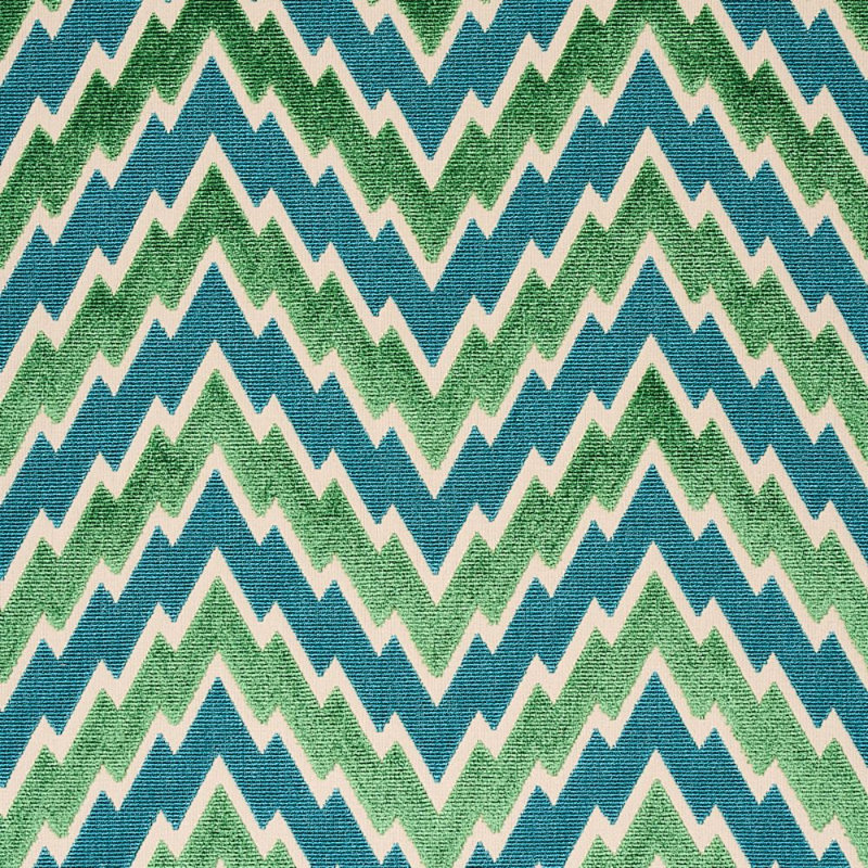 Florentine Chevron Velvet Fabric, Emerald