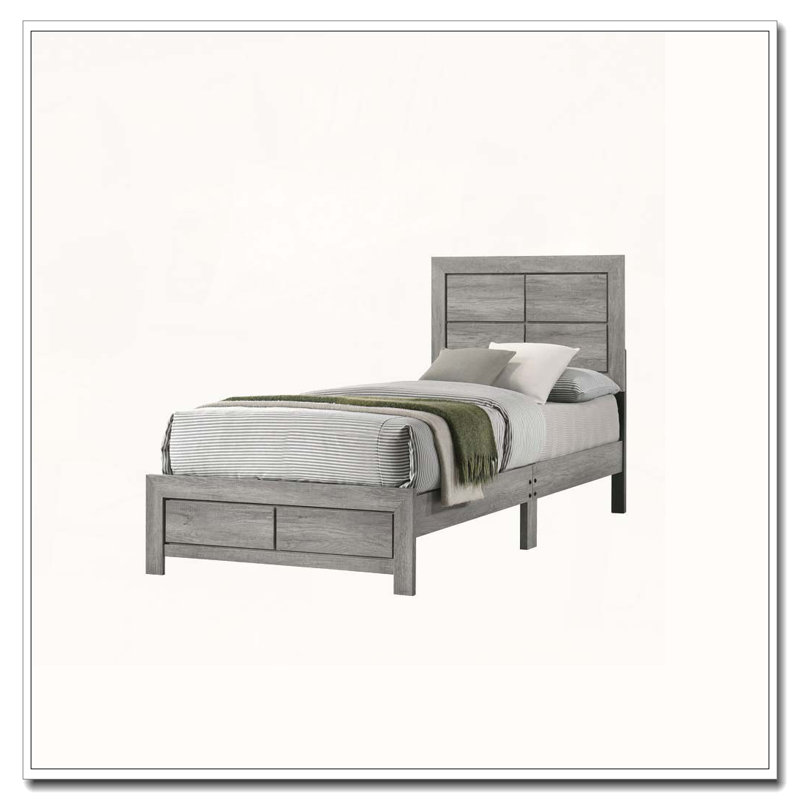 Rustic Wood Platform Bed, Gray, Queen