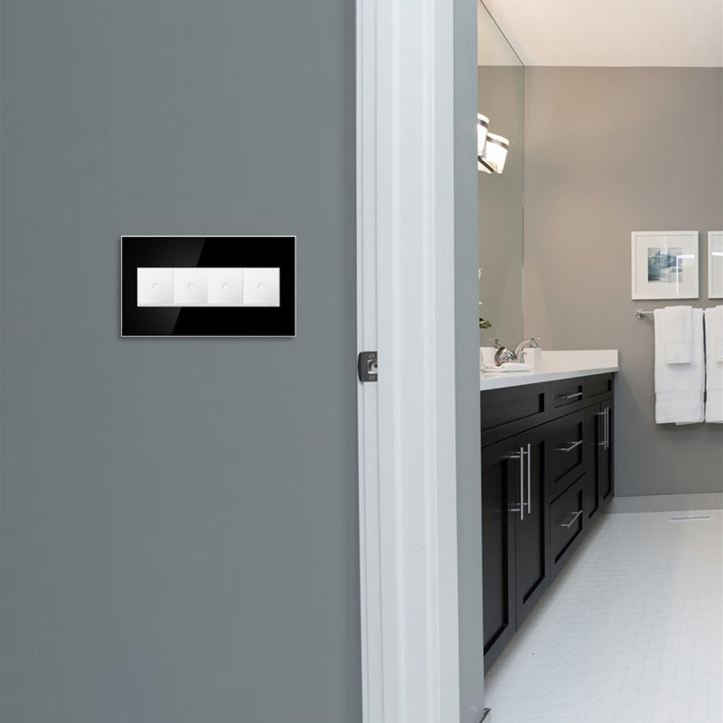 Adorne® 4 -Gang Rocker Wall Plate, Mirror Black