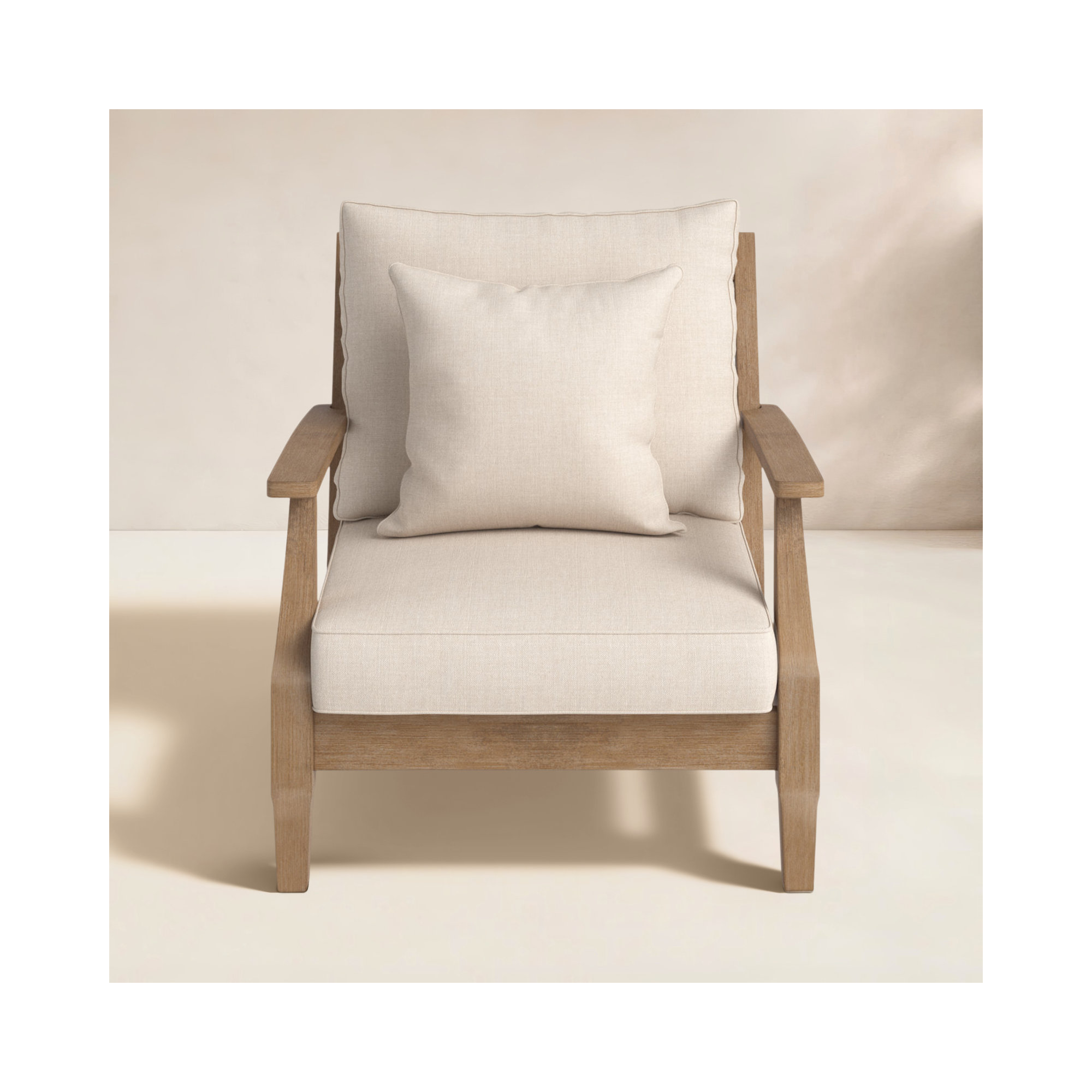 Samya Outdoor Chair with Cushions, Natural, Beige