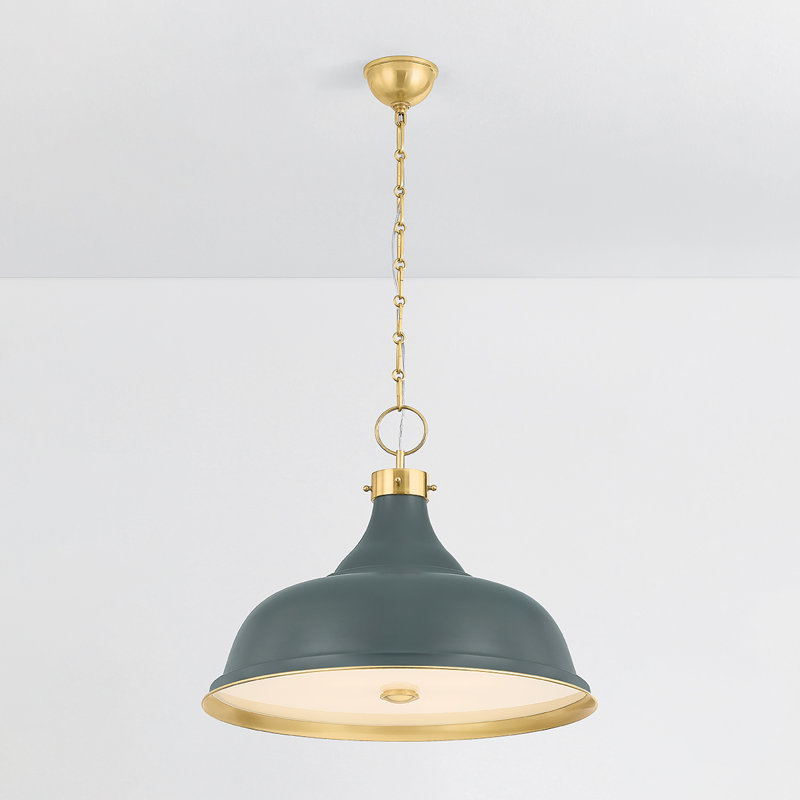 Painted No. 1 Pendant in Polished Nickel and Soft French Blue by Mark D. Sikes, Brass, Soft Studio Green