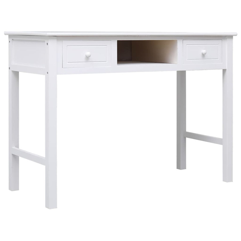 Ro Solid Wood Writing Desk, White