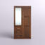 Placard à 2 portes 100% bois massif Metro avec porte miroir, tiroirs et tablettes réglables-1784309292
