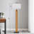 58.9'' Farmhouse Wooden Floor Lamp for Living Room, Built-in LED Beads Standing Lamp for Bedroom (Bulb Included)
