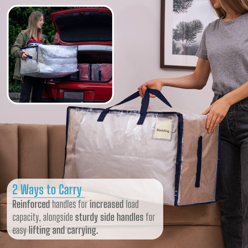 Moving And Storage Bags, Heavy Duty, Alternative To Moving Boxes, Large Packing Totes Supplies For College Dorm Room With Zipper For Clothes, Wide Open Design (/8 PCS)