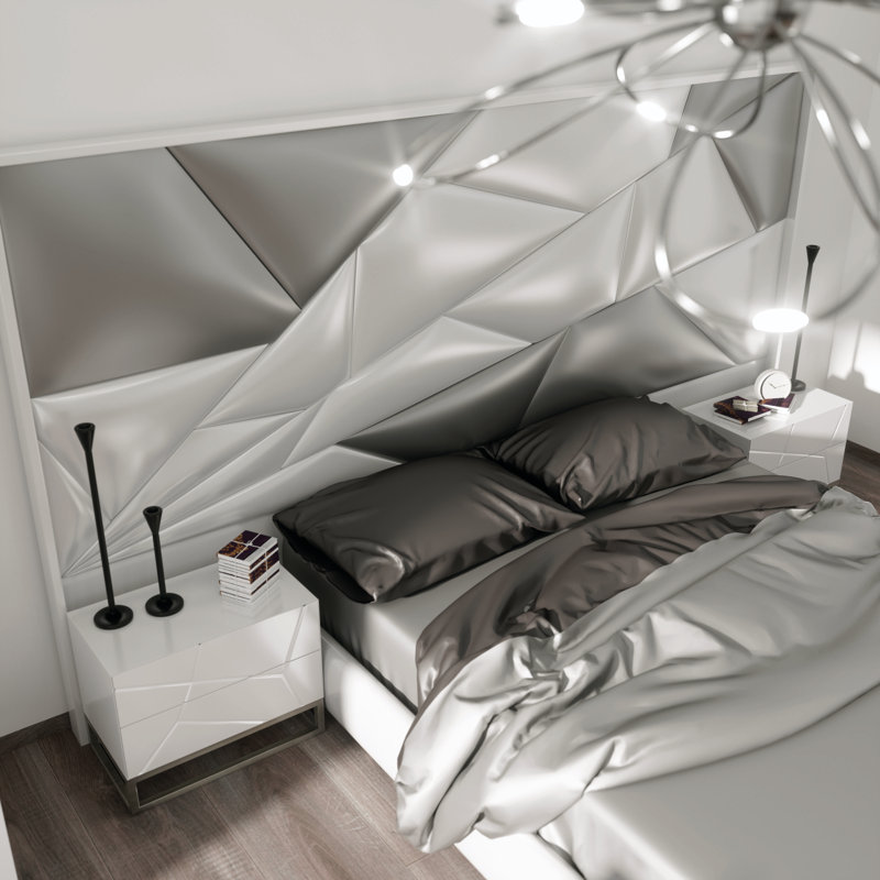Class Design Upholstered Future Standard Bed, King, High Gloss