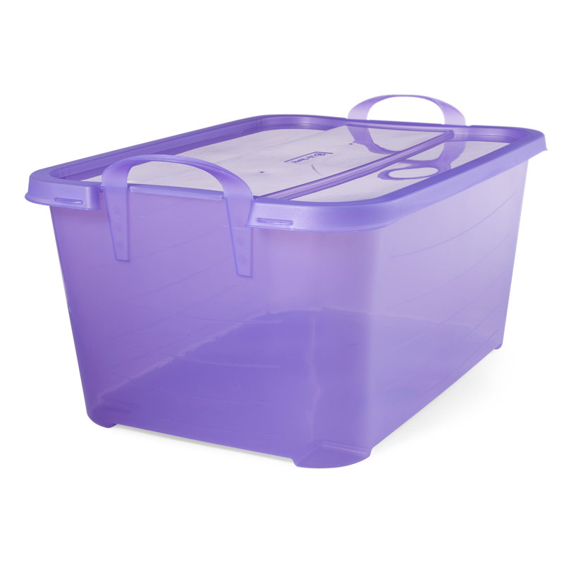 Purple 55 Quart Stackable Plastic Storage Container with Lid