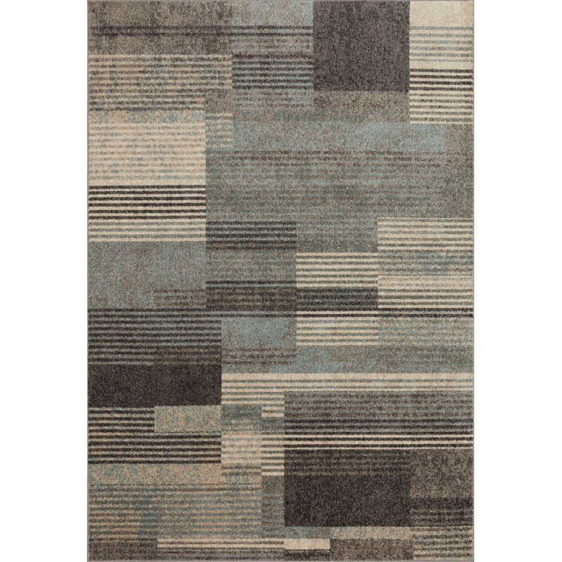 Tapis gris à motif géométrique Hakan, Rectangle 9 pi 6 po x 12 pi 6 po