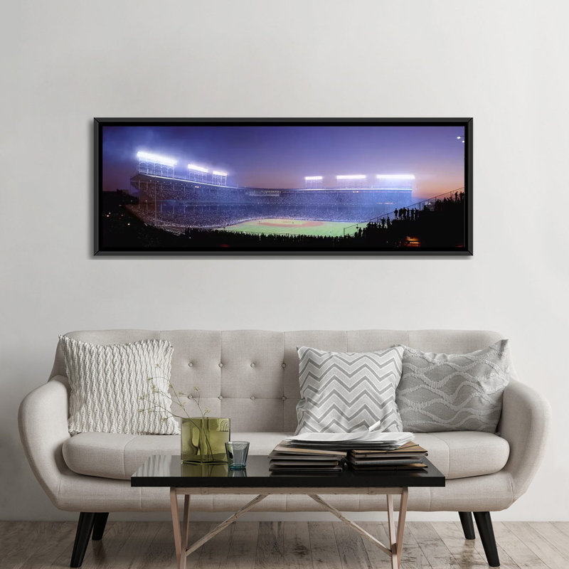 « oursons baseball, chicago, illinois », reproduction de photo sur toile, H 24 po x l 72 po x P 1,5 po, Cadre noir