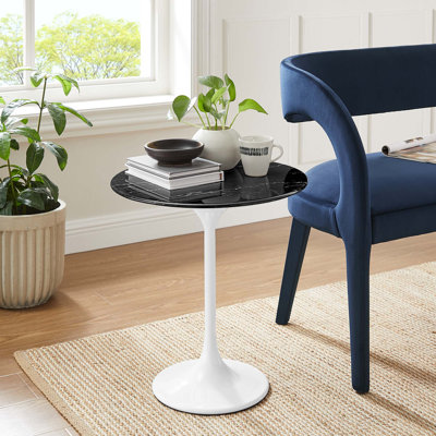 Table d'appoint ronde en marbre artificiel 20 po Lippa