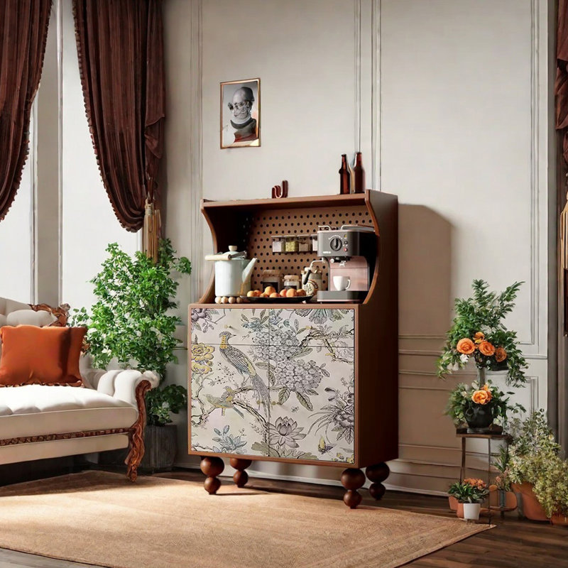Multifunctional art high capacity accent cabinet, Nut Brown