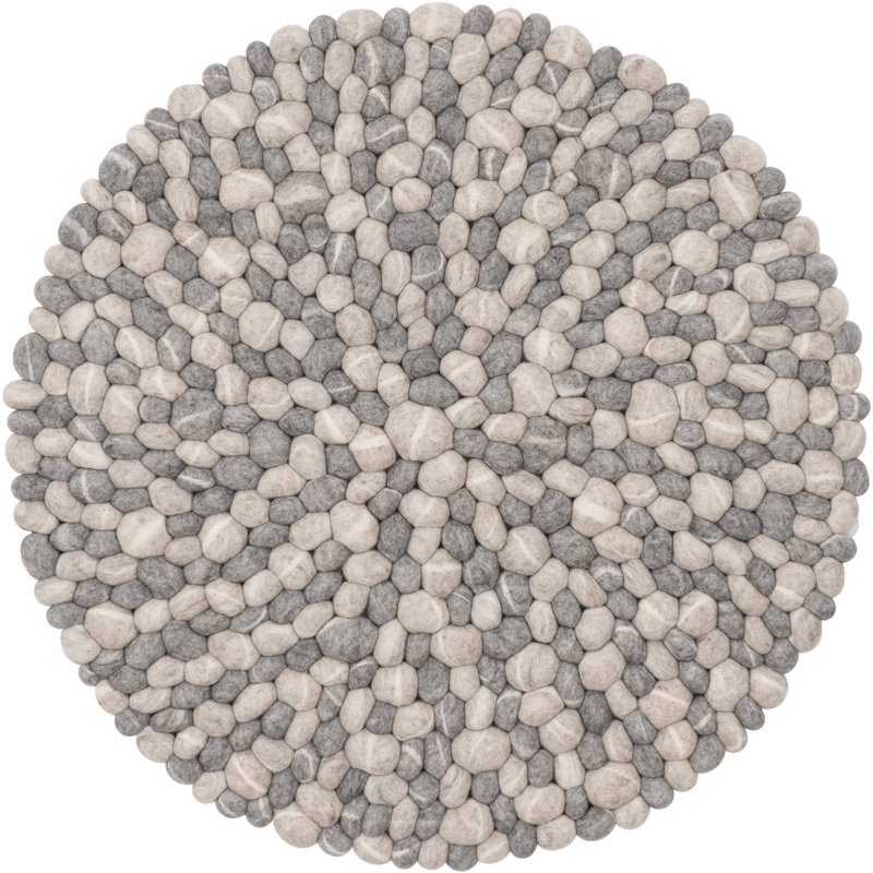 Round Ernie Geometric Wool Hand Woven Area Rug, Round 50cm