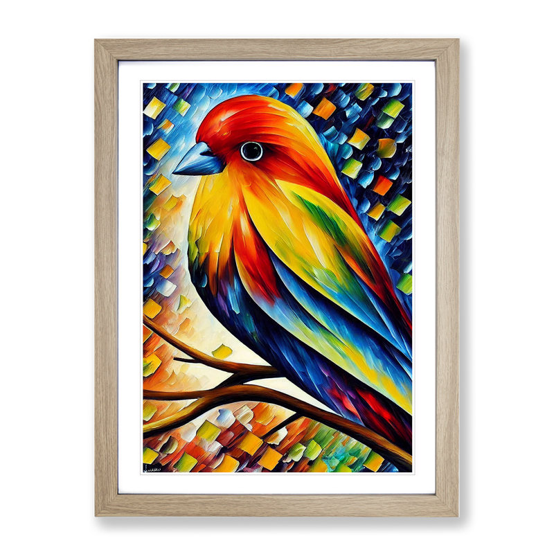 Lone Bird No.1 - Framed Print, 34cm H x 25cm W x 2cm D, Oak