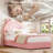 Princess Twin Size Bed Frame with 4 Storage Drawers & LED Lights, Velvet Upholstered Platform Bed with Rainbow Headboard-1297363344-1297363346